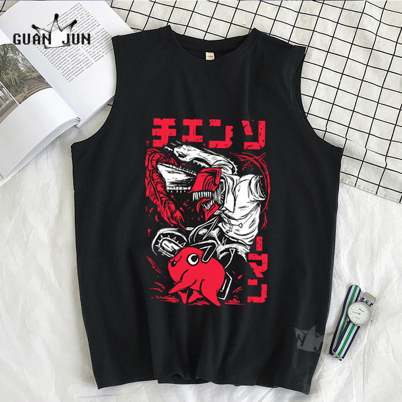 Αλυσοπρίονο Άνδρας Kobeni Casual βαμβακερές ανδρικές μπλούζες, φαρδιά καλοκαιρινή μόδα, τύπωμα αμάνικο μπλουζάκι, αρσενικό Harajuku