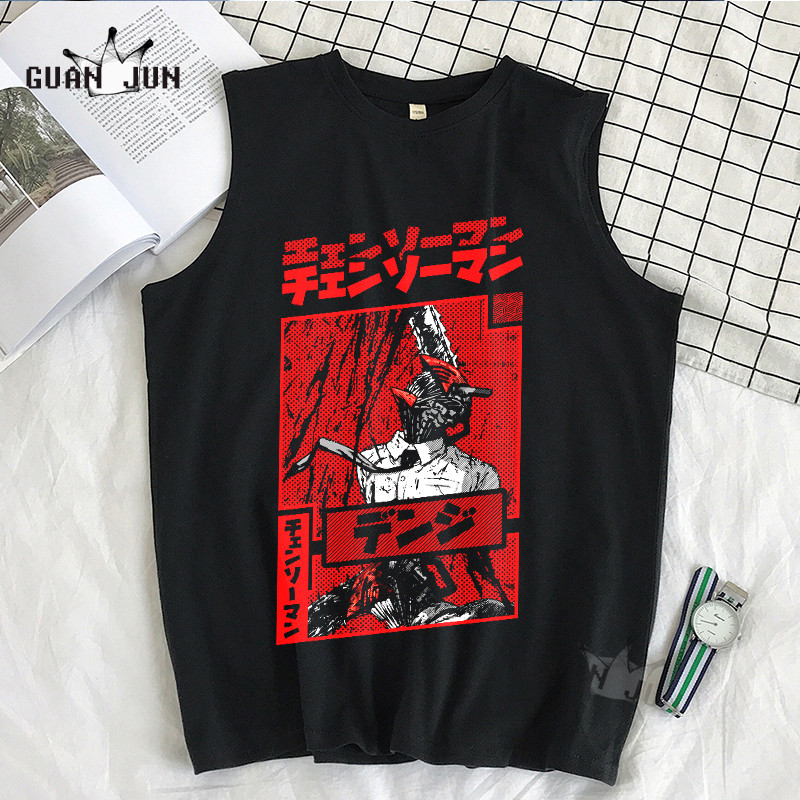 Αλυσοπρίονο Άνδρας Kobeni Casual βαμβακερές ανδρικές μπλούζες, φαρδιά καλοκαιρινή μόδα, τύπωμα αμάνικο μπλουζάκι, αρσενικό Harajuku