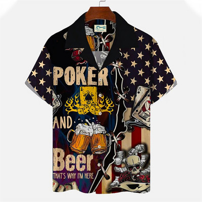 Y2k Hawaiian vīriešu krekli Harajuku rokenrola alus raksts Ērts brīvs vasaras vīriešu dizaineru vintage ikdienas apģērbs