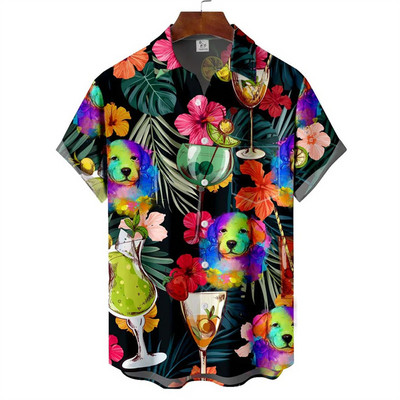 Y2k Hawaiian vīriešu krekli Harajuku rokenrola alus raksts Ērts brīvs vasaras vīriešu dizaineru vintage ikdienas apģērbs