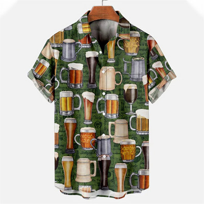 Y2k Hawaiian vīriešu krekli Harajuku rokenrola alus raksts Ērts brīvs vasaras vīriešu dizaineru vintage ikdienas apģērbs