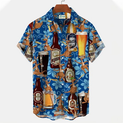 Y2k Hawaiian vīriešu krekli Harajuku rokenrola alus raksts Ērts brīvs vasaras vīriešu dizaineru vintage ikdienas apģērbs