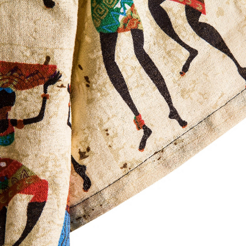 Λουλουδάτο ανδρικό πουκάμισο Αφρικής 2021 Καλοκαιρινό κοντό μανίκι Βαμβακερό λινό Beach Wear Casual Button Vacation Flower Ρούχα Chemise Homme