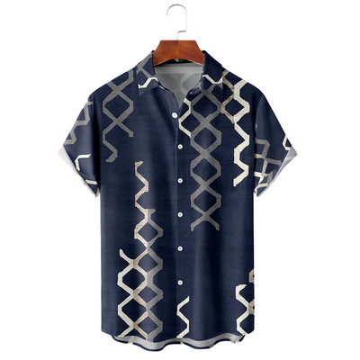 Meeste Hawaii lühikeste varrukatega trükitud triibuline särk sotsiaalne kvaliteetne vaba ja hingav suvegooti vintage Dazn riided