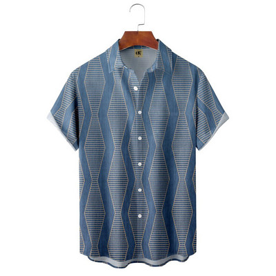 Meeste Hawaii lühikeste varrukatega trükitud triibuline särk sotsiaalne kvaliteetne vaba ja hingav suvegooti vintage Dazn riided