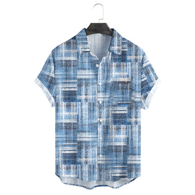 Meeste Hawaii lühikeste varrukatega trükitud triibuline särk sotsiaalne kvaliteetne vaba ja hingav suvegooti vintage Dazn riided