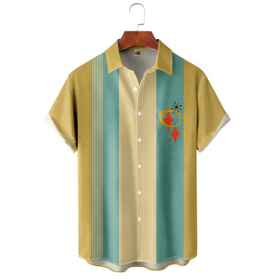 Meeste Hawaii lühikeste varrukatega trükitud triibuline särk sotsiaalne kvaliteetne vaba ja hingav suvegooti vintage Dazn riided