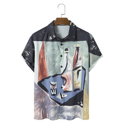 Meeste Hawaii lühikeste varrukatega trükitud triibuline särk sotsiaalne kvaliteetne vaba ja hingav suvegooti vintage Dazn riided