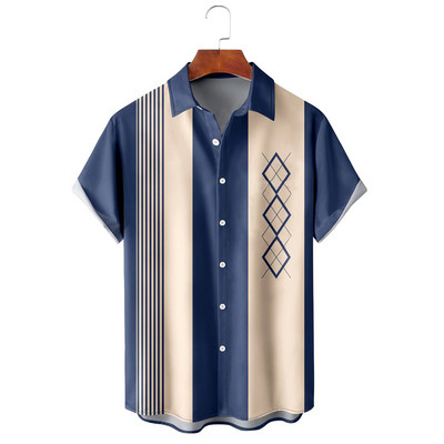 Meeste Hawaii lühikeste varrukatega trükitud triibuline särk sotsiaalne kvaliteetne vaba ja hingav suvegooti vintage Dazn riided