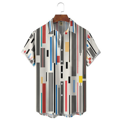 Meeste Hawaii lühikeste varrukatega trükitud triibuline särk sotsiaalne kvaliteetne vaba ja hingav suvegooti vintage Dazn riided