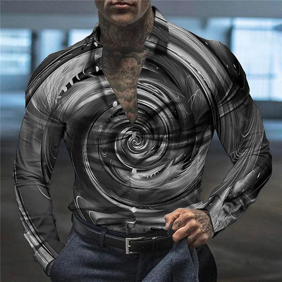 Tavaszi nyári ing Férfi divat Újdonság hajtóka hosszú ujjú színes kör lánc felső alkalmi puha kényelmes nagy 2023