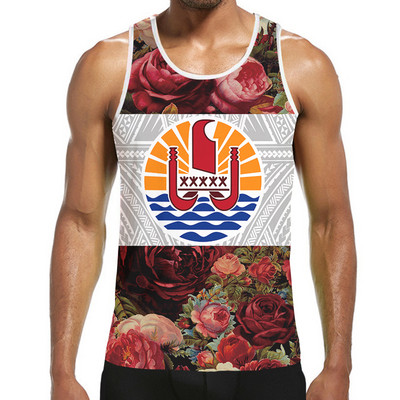 Pánske ležérne tričko bez rukávov, tričko bez rukávov s 3D polynézskou potlačou, pánske oblečenie Tahiti, telocvičňa, kulturistika