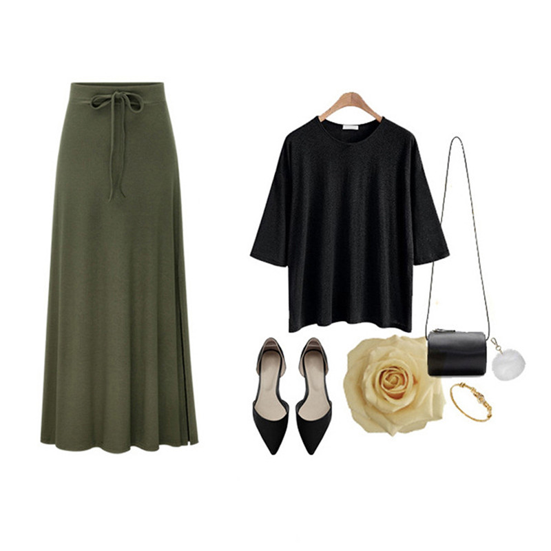 Pavasara sieviešu svārki ar augstu vidukli, somi, gari svārki, modes seksīgi, gari svārki, gari, liela izmēra svārki