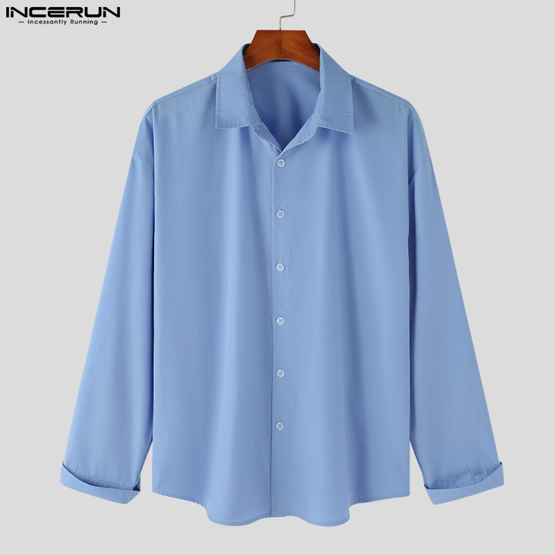 Cămașă ocazională pentru bărbați 2023, cu rever, cu mânecă lungă, cu nasturi, cămăși largi coreene, îmbrăcăminte de stradă, îmbrăcăminte pentru bărbați, S-5XL INCERUN 7