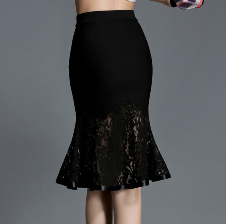 Moda femei fuste vară nou casual mozaic lolita dantelă fustă creion fustă cu talie înaltă faldas plus fustă S-5XL