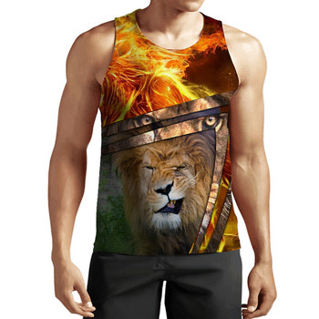 2023 Нова мода Lion потници Животински 3D отпечатани готини жилетка без ръкави Мъжки летни ежедневни Harajuku Streetwear Извънгабаритни дрехи