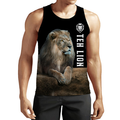 2023 New Fashion Lion Tank Tops Animal 3D Printed Fără mâneci Vestă Cool Bărbați Casual Harajuku Streetwear Îmbrăcăminte supradimensionată