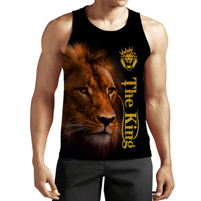 2023 New Fashion Lion Tank Tops Animal 3D Printed Fără mâneci Vestă Cool Bărbați Casual Harajuku Streetwear Îmbrăcăminte supradimensionată