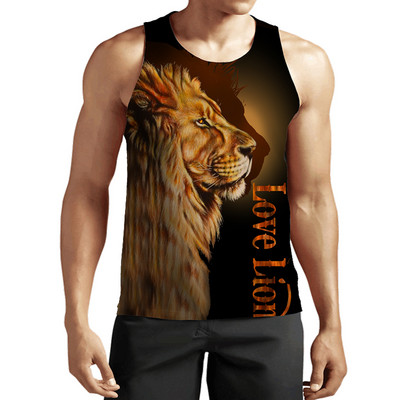 2023 New Fashion Lion Tank Tops Animal 3D Printed Fără mâneci Vestă Cool Bărbați Casual Harajuku Streetwear Îmbrăcăminte supradimensionată