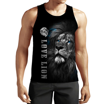 2023 New Fashion Lion Tank Tops Animal 3D Printed Fără mâneci Vestă Cool Bărbați Casual Harajuku Streetwear Îmbrăcăminte supradimensionată