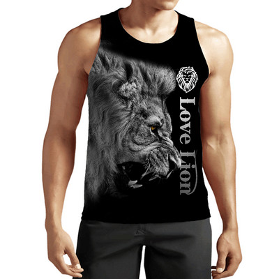 2023 New Fashion Lion Tank Tops Animal 3D Printed Fără mâneci Vestă Cool Bărbați Casual Harajuku Streetwear Îmbrăcăminte supradimensionată
