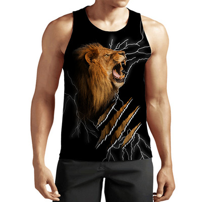 2023 New Fashion Lion Tank Tops Animal 3D Printed Fără mâneci Vestă Cool Bărbați Casual Harajuku Streetwear Îmbrăcăminte supradimensionată