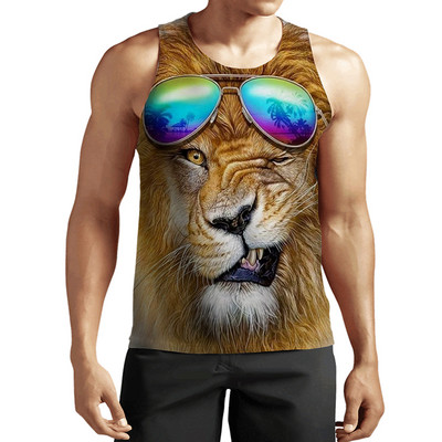 2023 New Fashion Lion Tank Tops Animal 3D Printed Fără mâneci Vestă Cool Bărbați Casual Harajuku Streetwear Îmbrăcăminte supradimensionată
