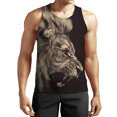 2023 New Fashion Lion Tank Tops Animal 3D Printed Fără mâneci Vestă Cool Bărbați Casual Harajuku Streetwear Îmbrăcăminte supradimensionată
