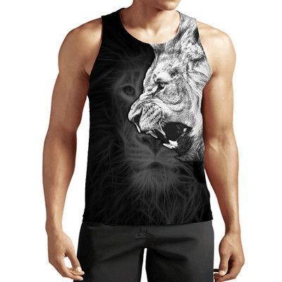 2023 New Fashion Lion Tank Tops Animal 3D Printed Fără mâneci Vestă Cool Bărbați Casual Harajuku Streetwear Îmbrăcăminte supradimensionată