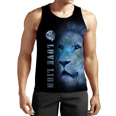 2023 New Fashion Lion Tank Tops Animal 3D Printed Fără mâneci Vestă Cool Bărbați Casual Harajuku Streetwear Îmbrăcăminte supradimensionată