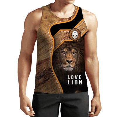 2023 New Fashion Lion Tank Tops Animal 3D Printed Fără mâneci Vestă Cool Bărbați Casual Harajuku Streetwear Îmbrăcăminte supradimensionată