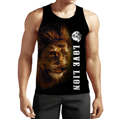 2023 New Fashion Lion Tank Tops Animal 3D Printed Fără mâneci Vestă Cool Bărbați Casual Harajuku Streetwear Îmbrăcăminte supradimensionată