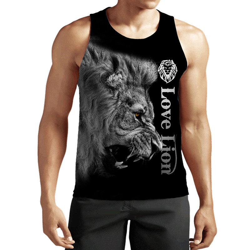 2023 New Fashion Lion Tank Tops Animal 3D Printed Fără mâneci Vestă Cool Bărbați Casual Harajuku Streetwear Îmbrăcăminte supradimensionată