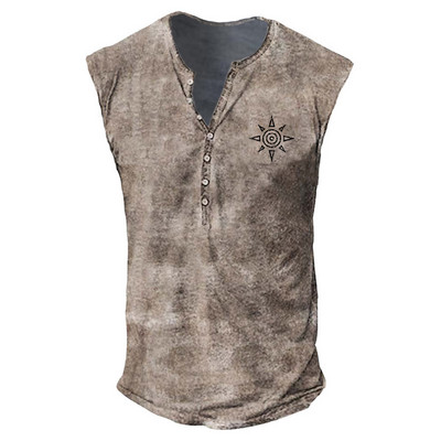 Vintage vīriešu brīvi topi bez piedurknēm, 2023. gada pavasara vasaras ielu apģērbi, modes raksti ar apdrukātu kamzola vīriešu ikdienas veste