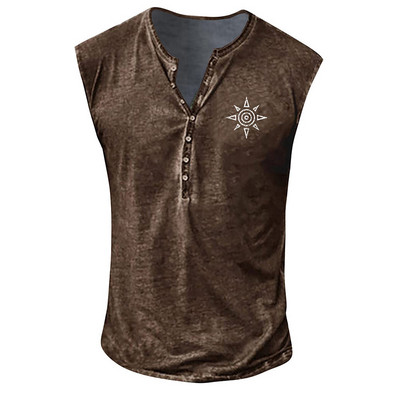 Vintage vīriešu brīvi topi bez piedurknēm, 2023. gada pavasara vasaras ielu apģērbi, modes raksti ar apdrukātu kamzola vīriešu ikdienas veste