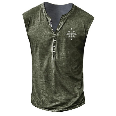 Vintage vīriešu brīvi topi bez piedurknēm, 2023. gada pavasara vasaras ielu apģērbi, modes raksti ar apdrukātu kamzola vīriešu ikdienas veste