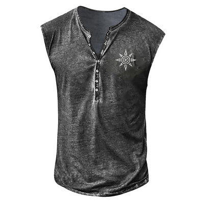 Vintage vīriešu brīvi topi bez piedurknēm, 2023. gada pavasara vasaras ielu apģērbi, modes raksti ar apdrukātu kamzola vīriešu ikdienas veste