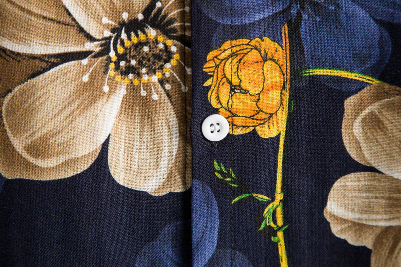 Vīriešu pludmales veļas krekli Camisa Masculina zīmola vintage ar ziedu apdruku havajiešu krekls vīriešu slaids piegriezums ar īsām piedurknēm Chemise Homme XXL