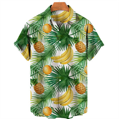 Πουκάμισο 3D εκτύπωσης Ανδρικό πουκάμισο για αγόρια με μοτίβο φρούτων με κοντό μανίκι Χαβάης πουκάμισο Casual Loose Fashion Holiday Beach καλοκαιρινό πουκάμισο 5xl