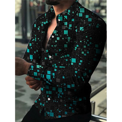 Uus mood meeste särgid Suuremõõtmeline vabaaja särk Gradatsiooniprintidega pikkade varrukatega topid Meeste riided ballikardigan pluusid kõrge kvaliteediga