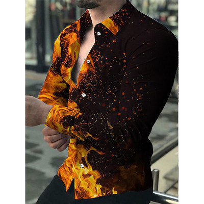 Uus mood meeste särgid Suuremõõtmeline vabaaja särk Gradatsiooniprintidega pikkade varrukatega topid Meeste riided ballikardigan pluusid kõrge kvaliteediga
