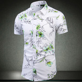 Fashion Korea Flower Hawaii Beach Κοντό μανίκι Μαύρο Λευκό Casual Πουκάμισα Ανδρική στάμπα μπλούζα 2023 Καλοκαιρινά ρούχα OverSize 5XL 6XL