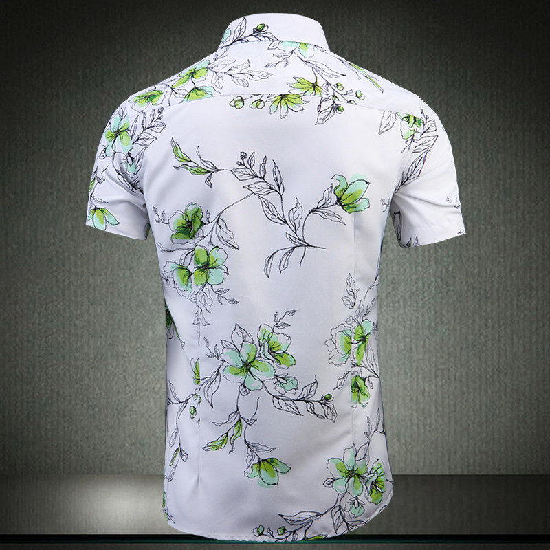 Fashion Korea Flower Hawaii Beach Κοντό μανίκι Μαύρο Λευκό Casual Πουκάμισα Ανδρική στάμπα μπλούζα 2023 Καλοκαιρινά ρούχα OverSize 5XL 6XL