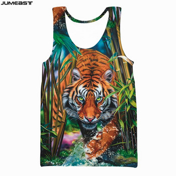 Jumeast 3D Animal Tiger Printed Мъжки потници Oversize Sleeveless Graphic T Shirts Yk2 Aesthetic Streetwear Ежедневни модни тениски