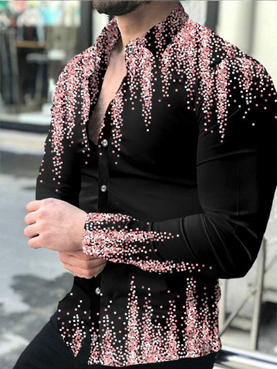 Νέα μόδα Πολυτελή ανδρικά πουκάμισα Πουκάμισο με μονό στήθος Casual Caltrop με μακρυμάνικο μπλουζάκια Ανδρικά ρούχα Μπλούζες ζακέτα Hawaii