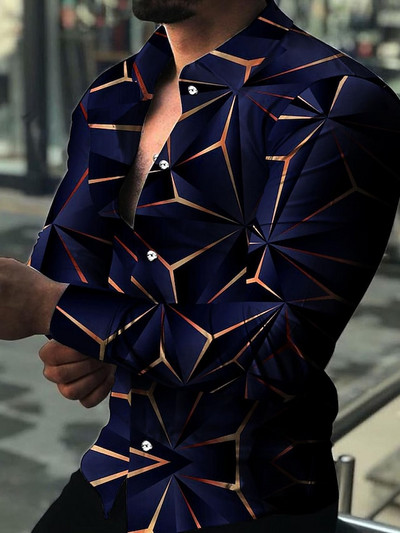 Νέα μόδα Πολυτελή ανδρικά πουκάμισα Πουκάμισο με μονό στήθος Casual Caltrop με μακρυμάνικο μπλουζάκια Ανδρικά ρούχα Μπλούζες ζακέτα Hawaii