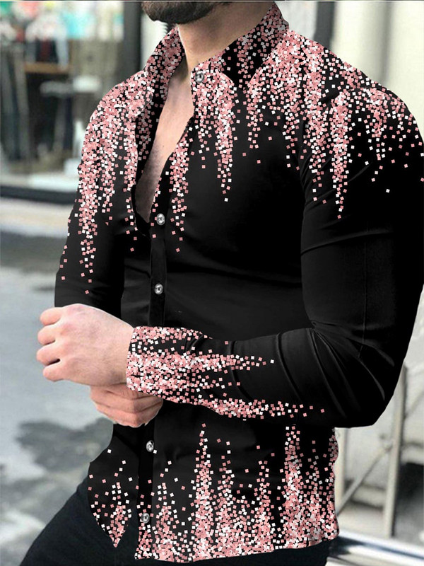 Νέα μόδα Πολυτελή ανδρικά πουκάμισα Πουκάμισο με μονό στήθος Casual Caltrop με μακρυμάνικο μπλουζάκια Ανδρικά ρούχα Μπλούζες ζακέτα Hawaii