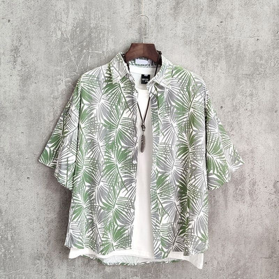 Άνοιξη Καλοκαίρι Λεπτά φαρδιά λουλουδάκια με κουμπιά πουκάμισα με κοντό μανίκι Όμορφο νεανικό στυλ Streetwear Casual ανδρικά ρούχα 2023