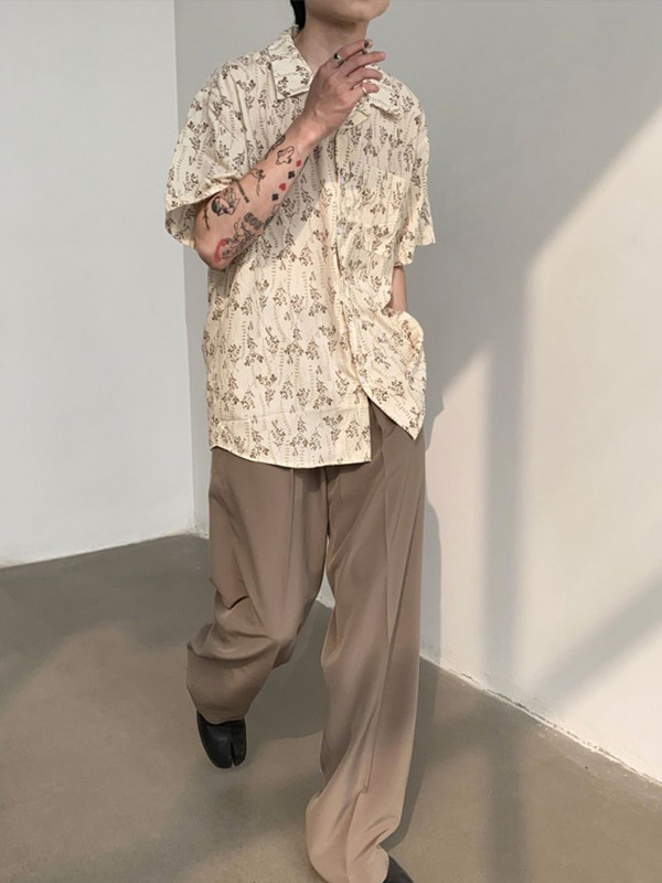 Gmiixder Summer Vintage krekls ar īsām piedurknēm Vīriešu Japānas Retro Kubas apkakles Ziedu krekls Ikdienas Oversize Unisex Elegants Goth Tops