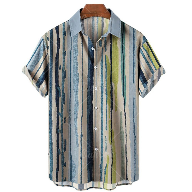 Cămăși casual cu un singur buton pentru bărbați la modă, îmbrăcăminte de stradă, cu mânecă scurtă, cămăși largi Top Bluză cu imprimeu digital 3D, plus mărime 5XL